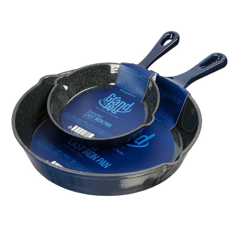 Geëmailleerde gietijzeren pan donker blauw 25 cm