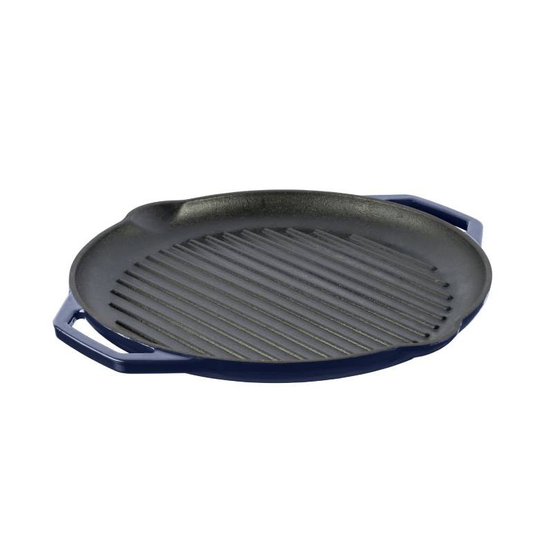Geëmailleerde gietijzeren grillpan donker blauw