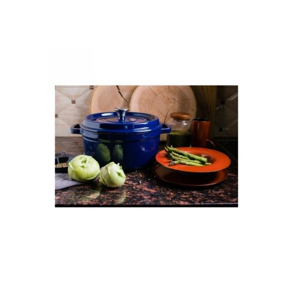 Geëmailleerde gietijzeren braadpan donker blauw 3.5 liter Geëmailleerde gietijzeren braadpan donker blauw 3.5 liter