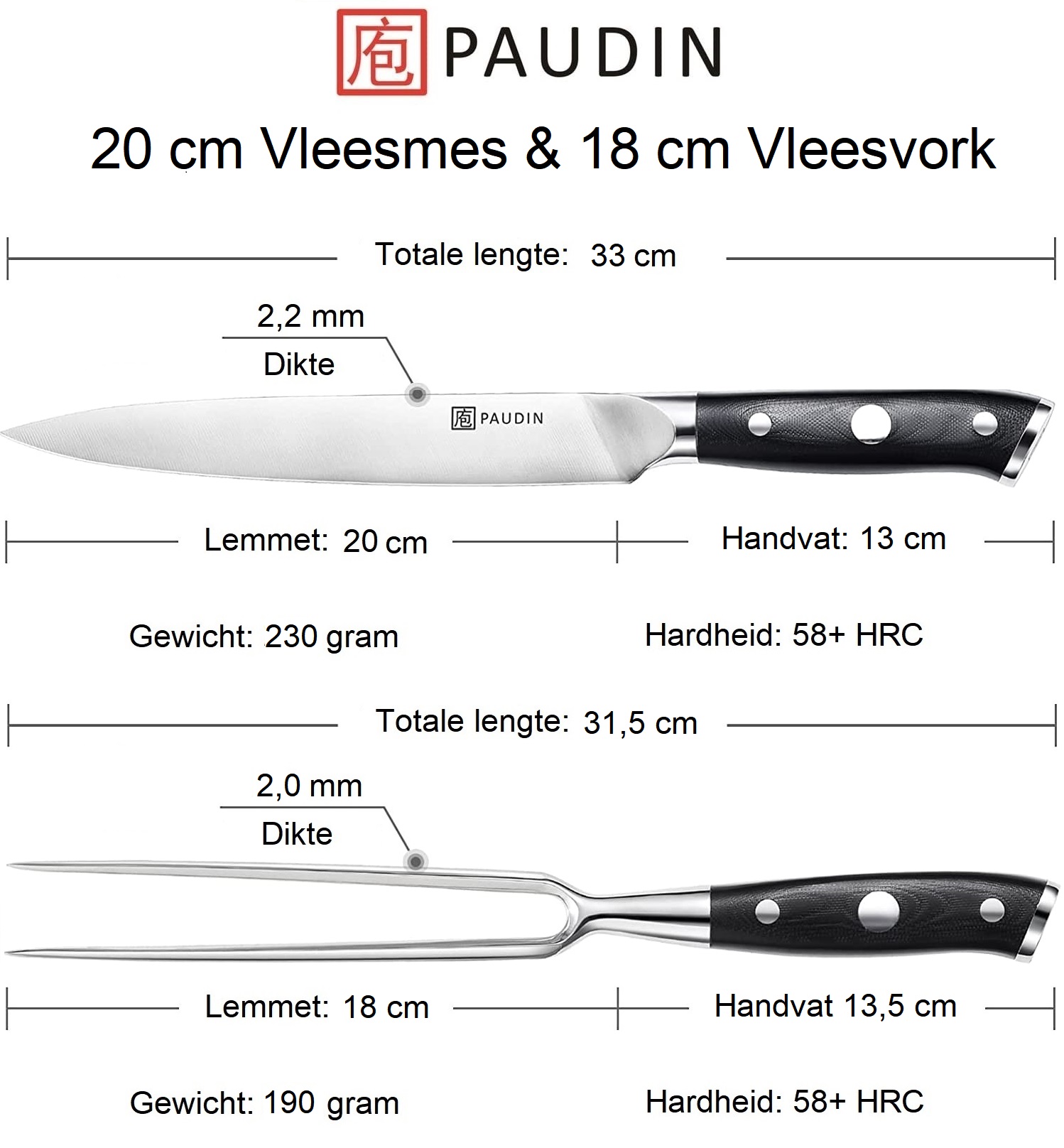 Ultra Dark Vleesmes en Vork 20 cm