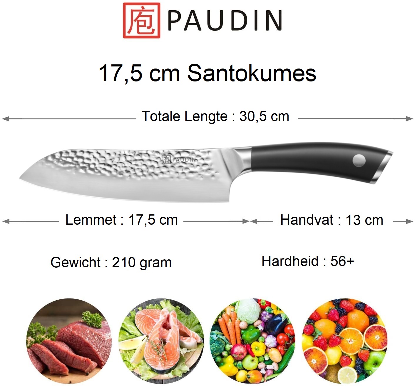 Hammered Premium Santoku mes