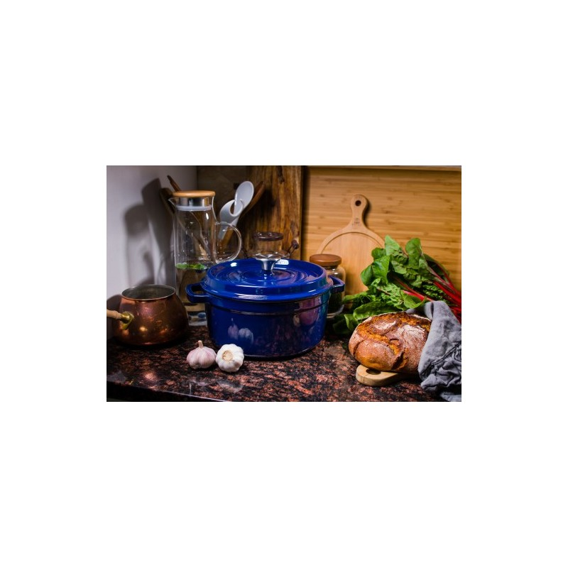 Geëmailleerde gietijzeren braadpan donker blauw 3.5 liter Geëmailleerde gietijzeren braadpan donker blauw 3.5 liter
