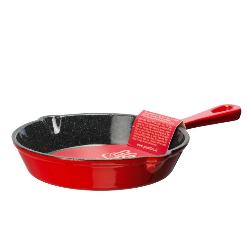 Geëmailleerde gietijzeren pan rood 15,5 cm