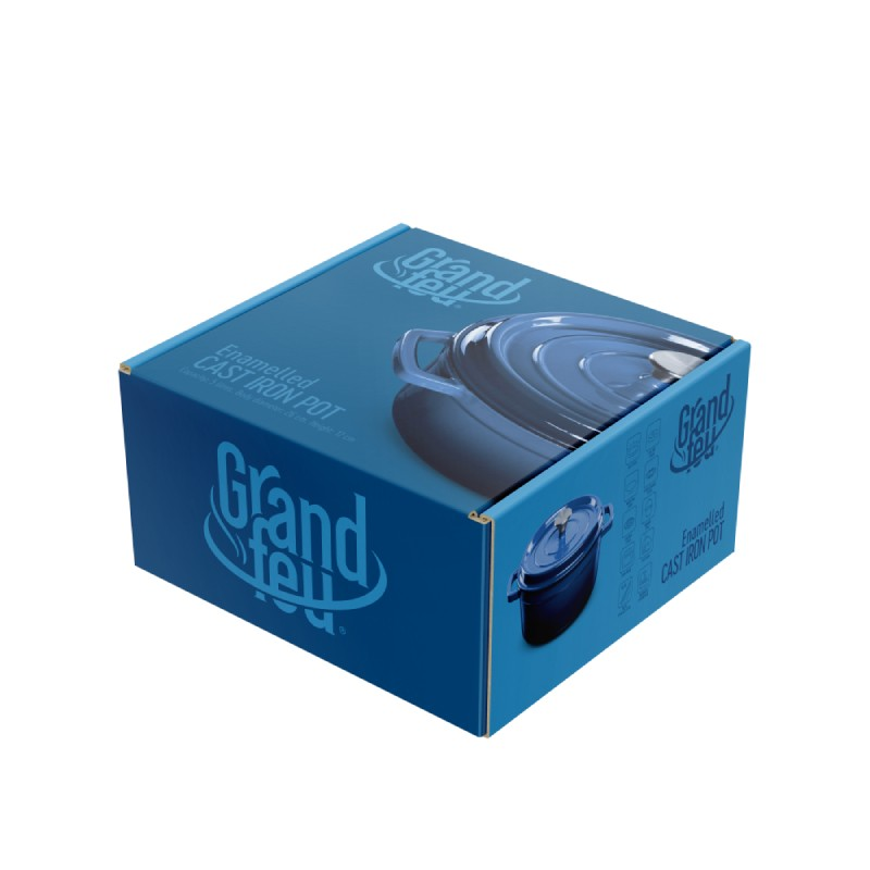 Geëmailleerde gietijzeren braadpan donker blauw 4.7 liter Geëmailleerde gietijzeren braadpan donker blauw 4.7 liter