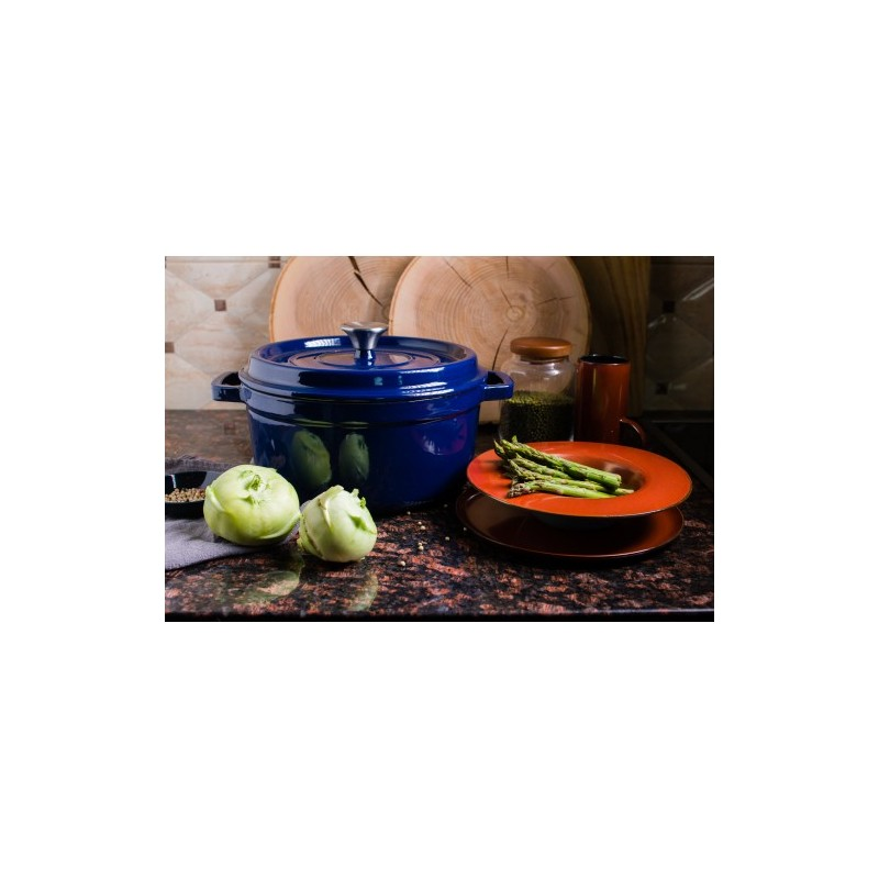 Geëmailleerde gietijzeren braadpan donker blauw 4.7 liter Geëmailleerde gietijzeren braadpan donker blauw 4.7 liter