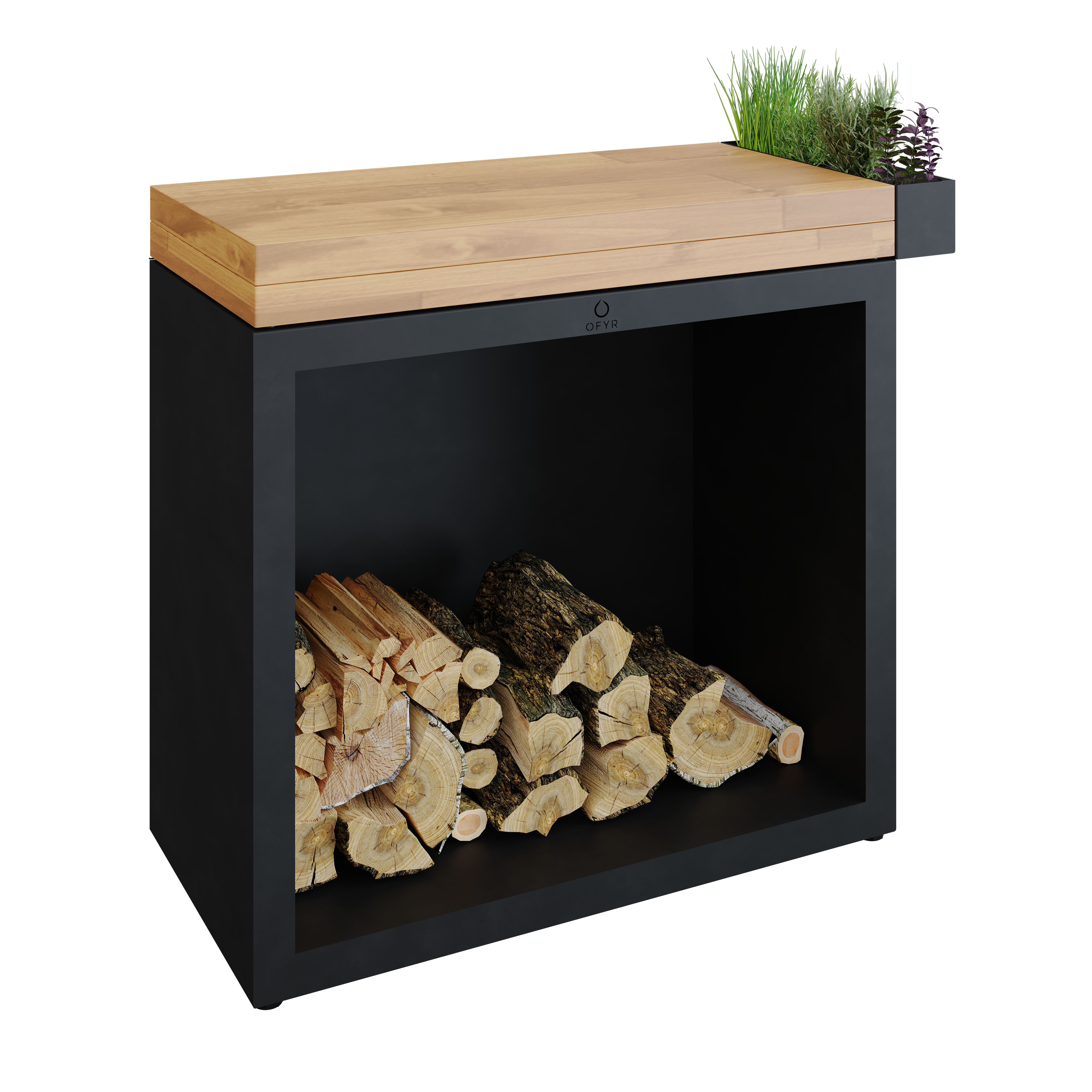 OFYR Butcher Block Storage 90 Black Teak Hout