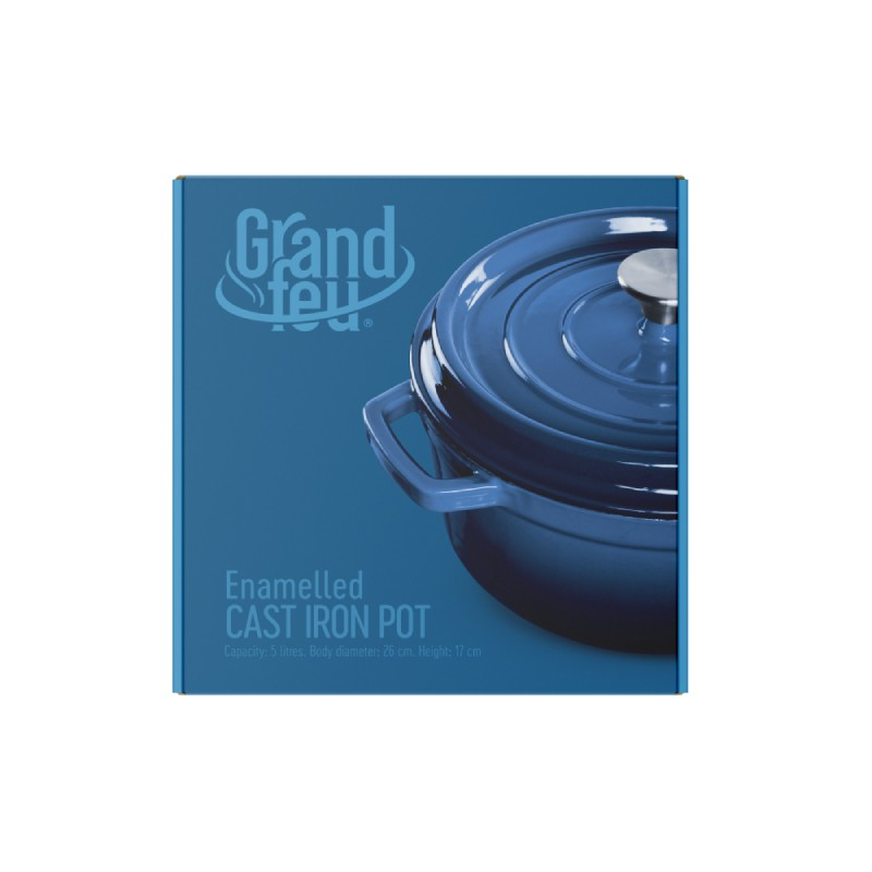 Geëmailleerde gietijzeren braadpan donker blauw 4.7 liter Geëmailleerde gietijzeren braadpan donker blauw 4.7 liter