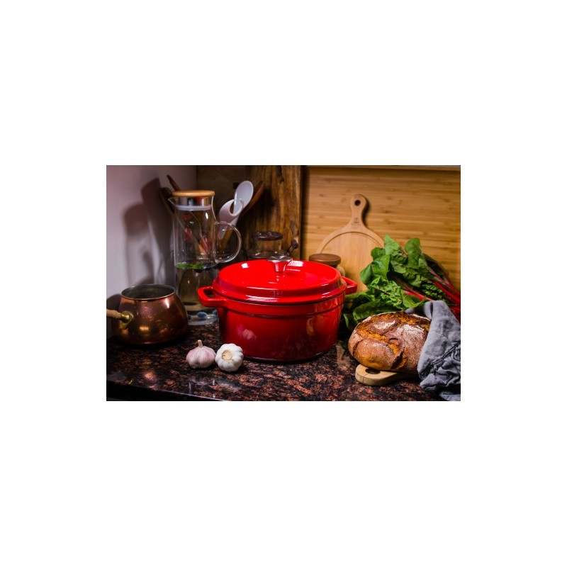 Geëmailleerde gietijzeren braadpan rood 4.7 liter Geëmailleerde gietijzeren braadpan rood 4.7 liter
