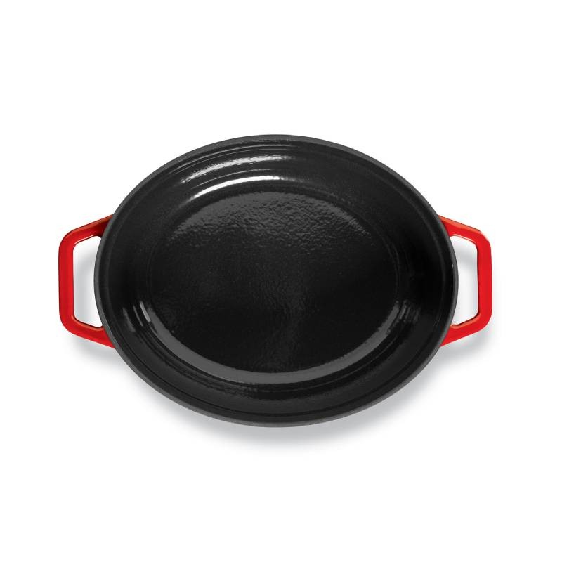 Geëmailleerde gietijzeren braadpan ovaal rood 5.6 liter