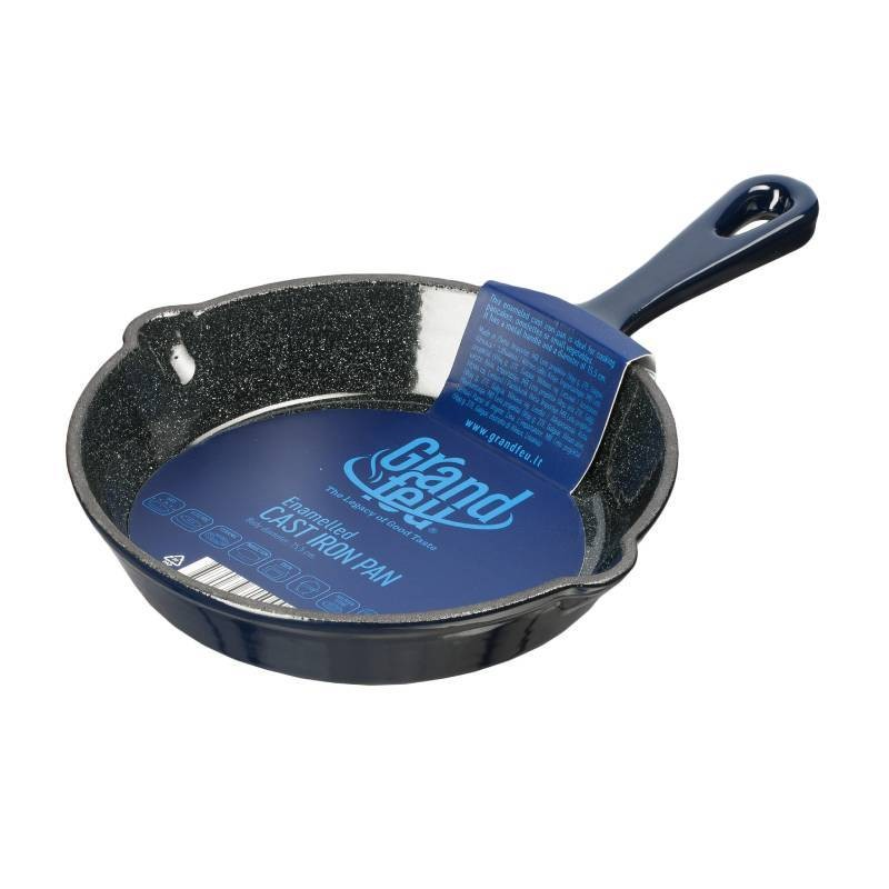 Geëmailleerde gietijzeren pan donker blauw 15,5 cm 