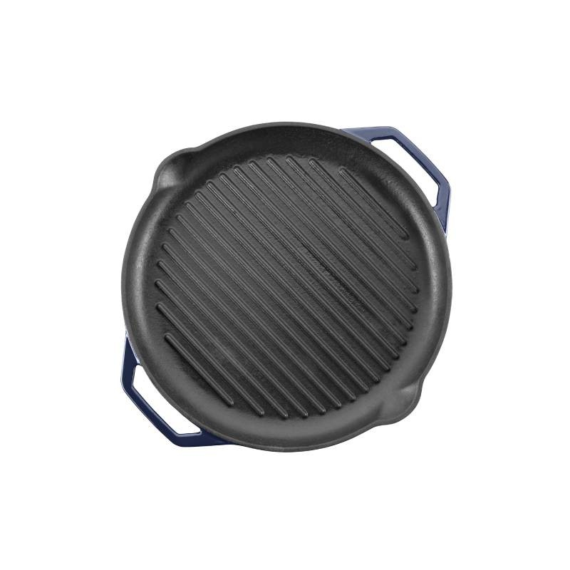 Geëmailleerde gietijzeren grillpan donker blauw