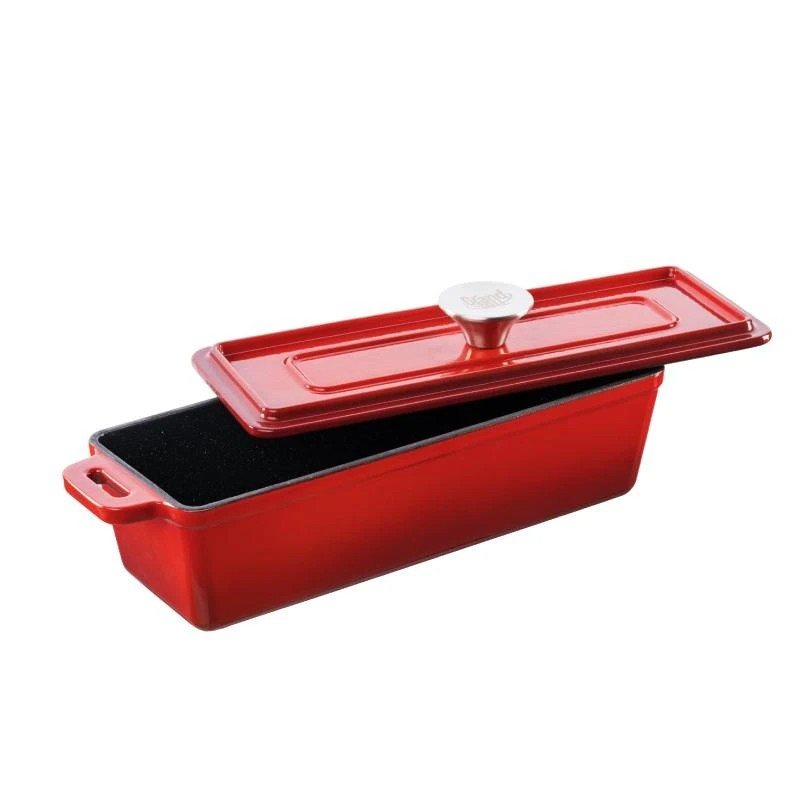Gietijzeren bakvorm met deksel rood 1.7 liter