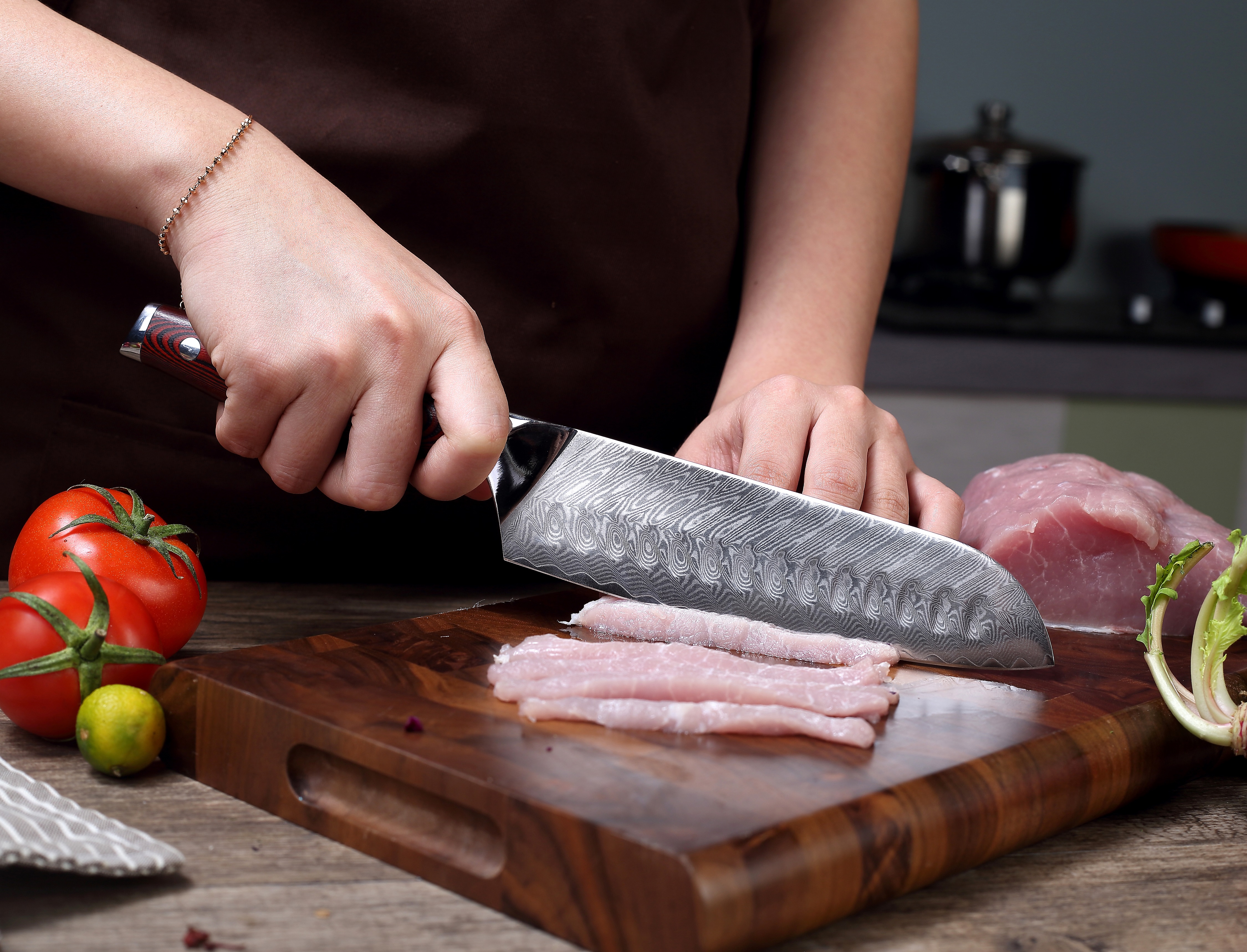 Plume Luxe Damascus Santoku 17,5 cm