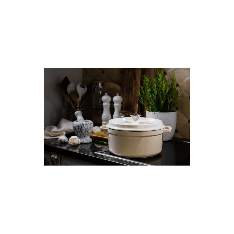 Geëmailleerde gietijzeren braadpan wit 4.7 liter Geëmailleerde gietijzeren braadpan wit 4.7 liter