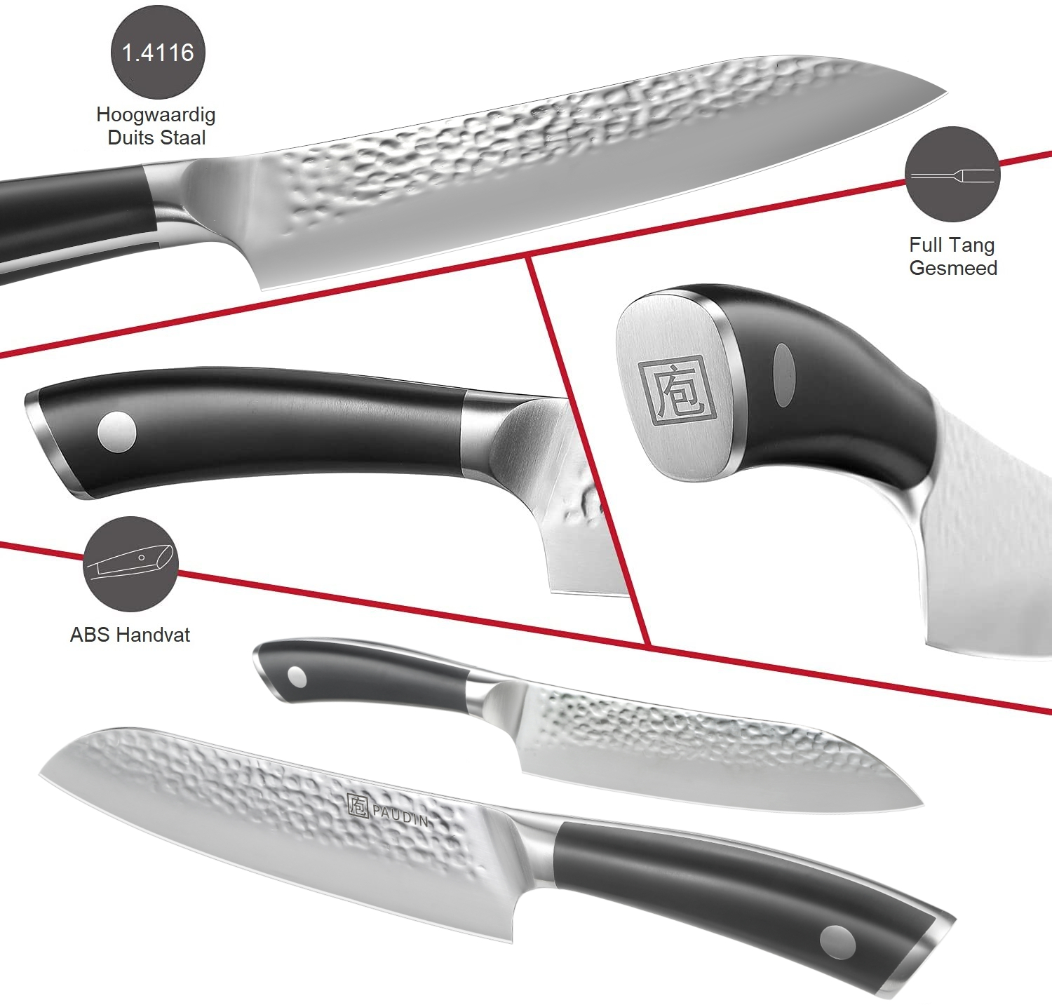 Hammered Premium Santoku mes